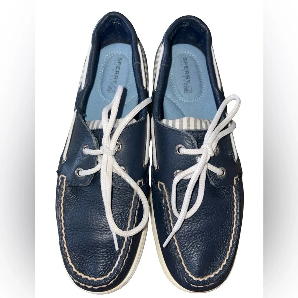 Sperry Top-Sider Leather Boat Shoes Navy Blue Women’s Size 7M Nautical Preppy